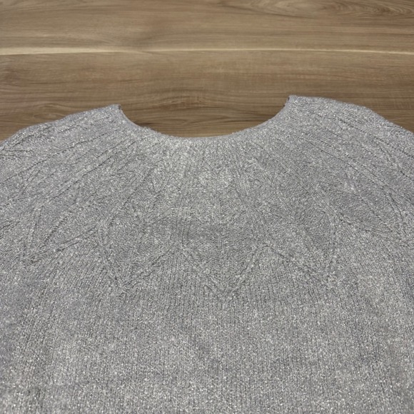 J.Jill Metallic Knit Sweater Womens XL Tall Silver Shimmer Sunburst SSW330293 - Picture 2 of 12
